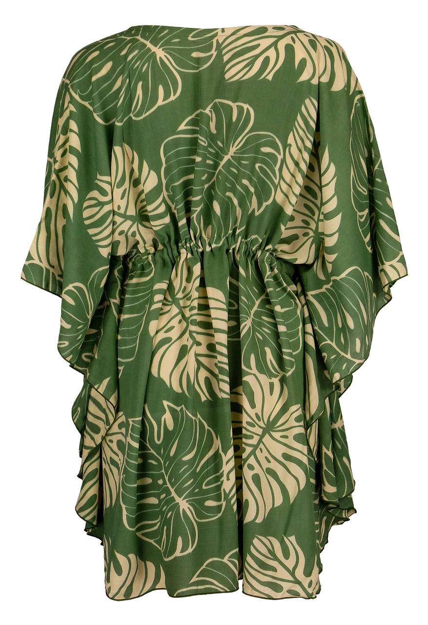 Napua Collection Cover Ups: Monstera Leaf - Olive/Tan 5 Napua Collection Cover Ups: Monstera Leaf - Olive/Tan - Image 3