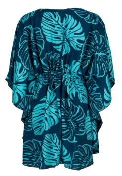Napua Collection Cover Ups: Monstera Leaf - Navy/Blue -Hawaiian Style Shop 19900 MO Napua CoverUps MonsteraLeafNavyBlue Model Back 16616.1707852859