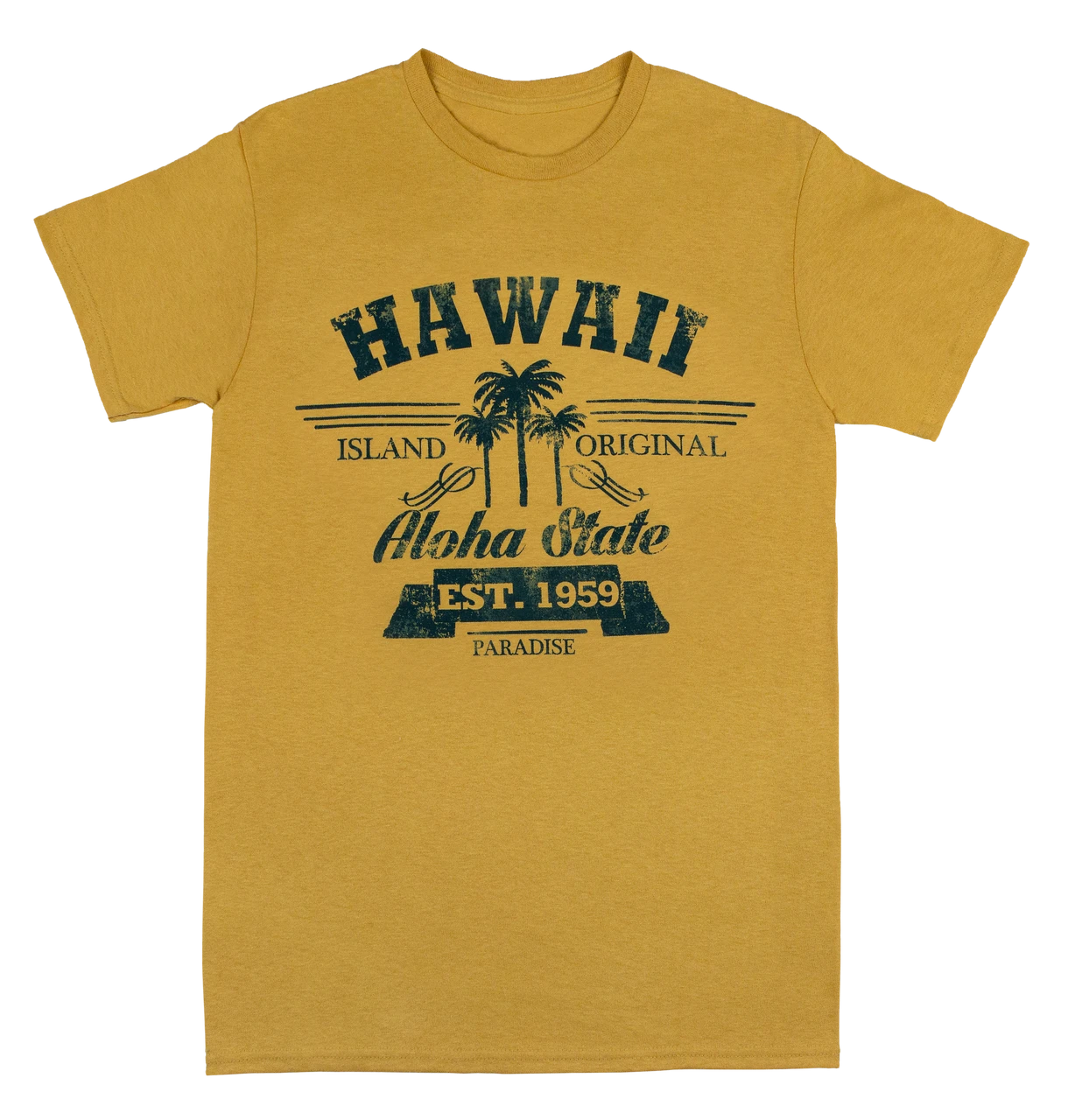Crew Neck Tee - Aloha State: Gold 3 Crew Neck Tee - Aloha State: Gold