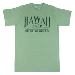 Crew Neck Tee - Islands Of Aloha: Green Heather