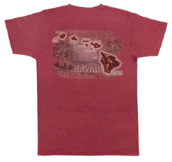 Crew Neck Tee - Palm Map: Maroon Heather -Hawaiian Style Shop 33122 CrewNeckTee PalmMap Back MaroonHeather 15942.1660611948