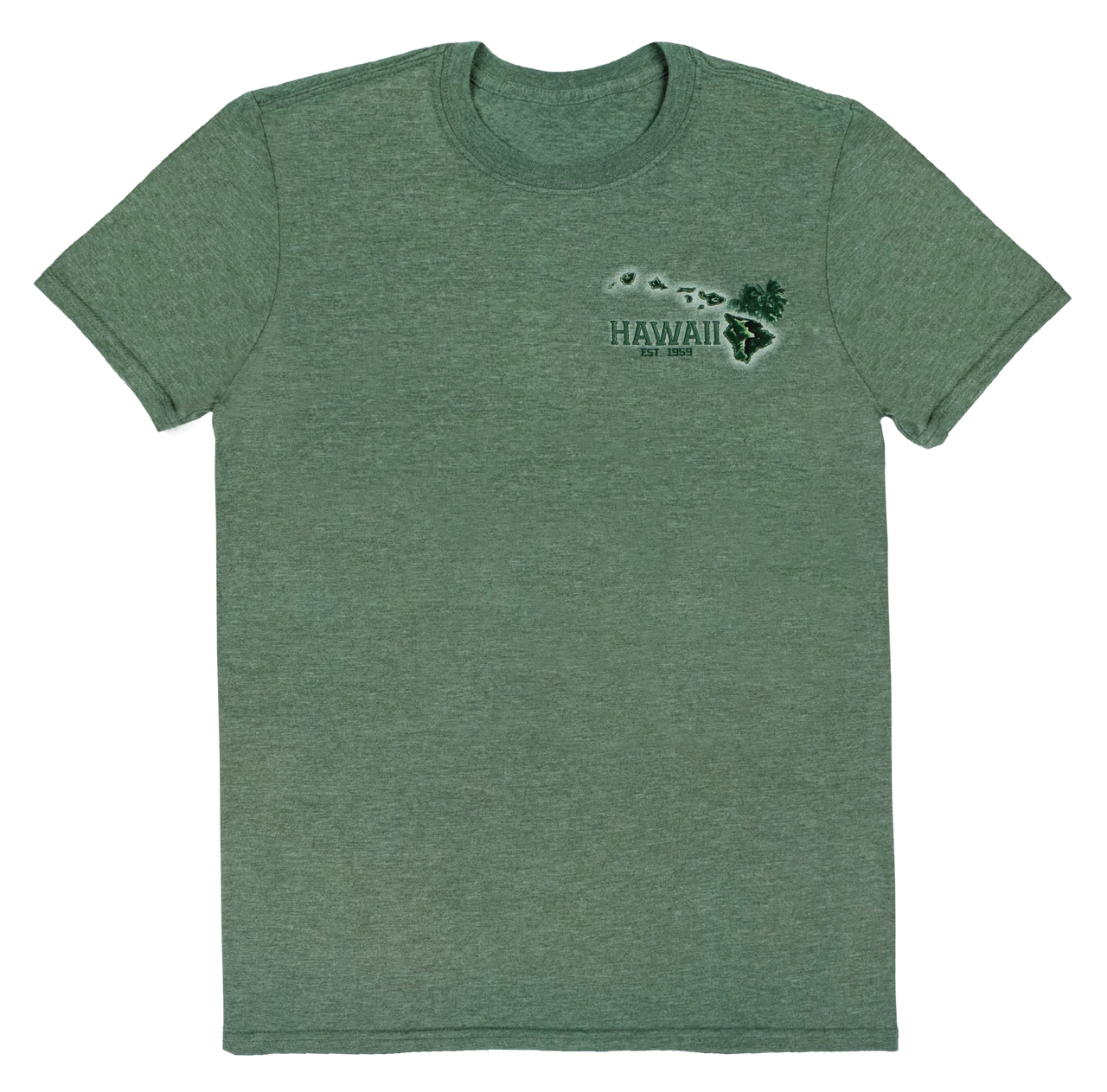 Crew Neck Tee - Palm Map: Green Heather 3 Crew Neck Tee - Palm Map: Green Heather