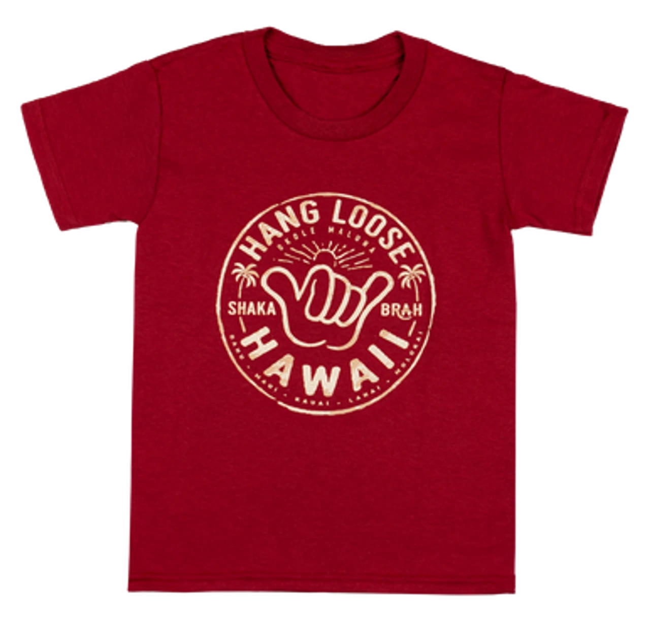 Hawaiian Performance Surfwear® Child's Tee - Shaka Brah: Red 3 Hawaiian Performance Surfwear® Child's Tee - Shaka Brah: Red