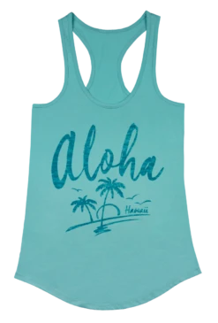 Island Girl® Racerback Tee - Aloha Palms: Mint