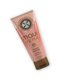 Maui Vera Organic Mineral Sunscreen SPF30 3oz 5 Maui Vera Organic Mineral Sunscreen SPF30 3oz -Hawaiian Style Shop 3oz SS front tilt 77591.1645059046
