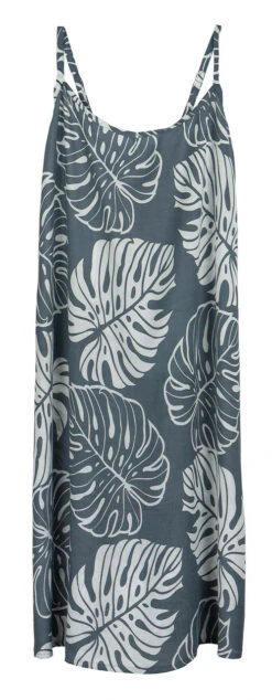 Napua Collection Sundress: Monstera Leaf - Gray W/ White -Hawaiian Style Shop 44761 MO 1 1 1 1 Napua Sundress MonsteraLeafGrayWhite Flat Front 13054.1707853698