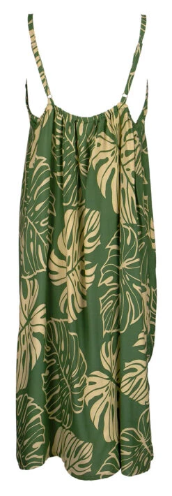 Napua Collection Sundress: Monstera Leaf - Olive W/ Tan 9 Napua Collection Sundress: Monstera Leaf - Olive W/ Tan -Hawaiian Style Shop 44761 MO 1 1 Napua Sundress MonsteraLeafOliveTan Model Back 77963.1707853633