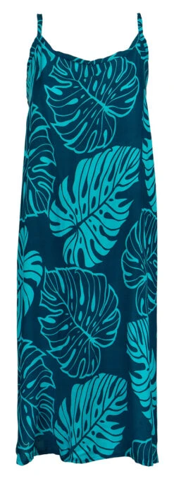 Napua Collection Sundress: Monstera Leaf - Navy W/ Blue