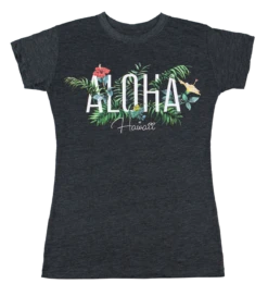 Island Girl® Surf Tee - Garden: Charcoal Heather -Hawaiian Style Shop 47801 BabyTeeIGGarden Front CharcoalHeather 00670.1592739527.1280.1280 20513.1706061912