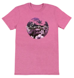 Ladies Crew Neck Tee - Aloha Scenic: Lavender Heather -Hawaiian Style Shop 49533 AdultTeeAlohaScenicH Front LavenderHeather 03009.1700003958