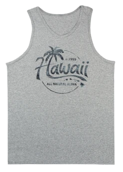 Men's TANK TOP - Natural Aloha: Grey Heather -Hawaiian Style Shop 50671 TankTop NaturalAloha Front GrayHeather 74052.1700004361