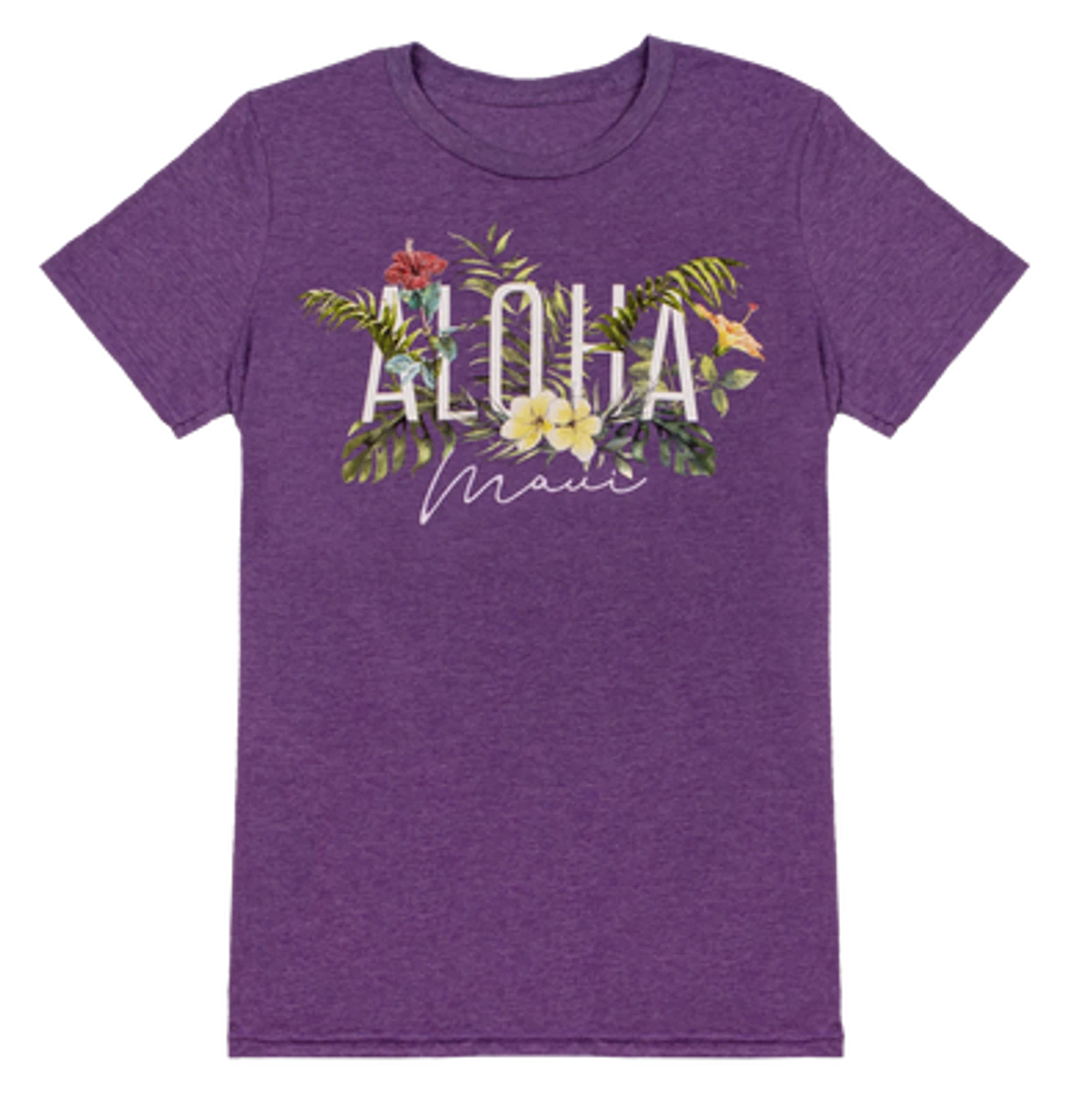 Ladies Crew Neck Tee - MAUI Garden: Purple Heather 3 Ladies Crew Neck Tee - MAUI Garden: Purple Heather