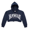 Robin Ruth® Cropped Sweatshirt Hoodie Zip Up - Hawaii Arch: Navy -Hawaiian Style Shop 54975 CROPPED RRCroppedHoodie HawaiiArch Navy Front 13197.1699039982