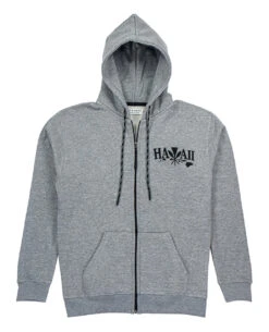 Robin Ruth® Sweatshirt Hoodie Zip Up - Kanaka Aloha: Gray -Hawaiian Style Shop 54975 RRSweatshirtHoodie KanakaAloha Gray Front 76967.1709174660