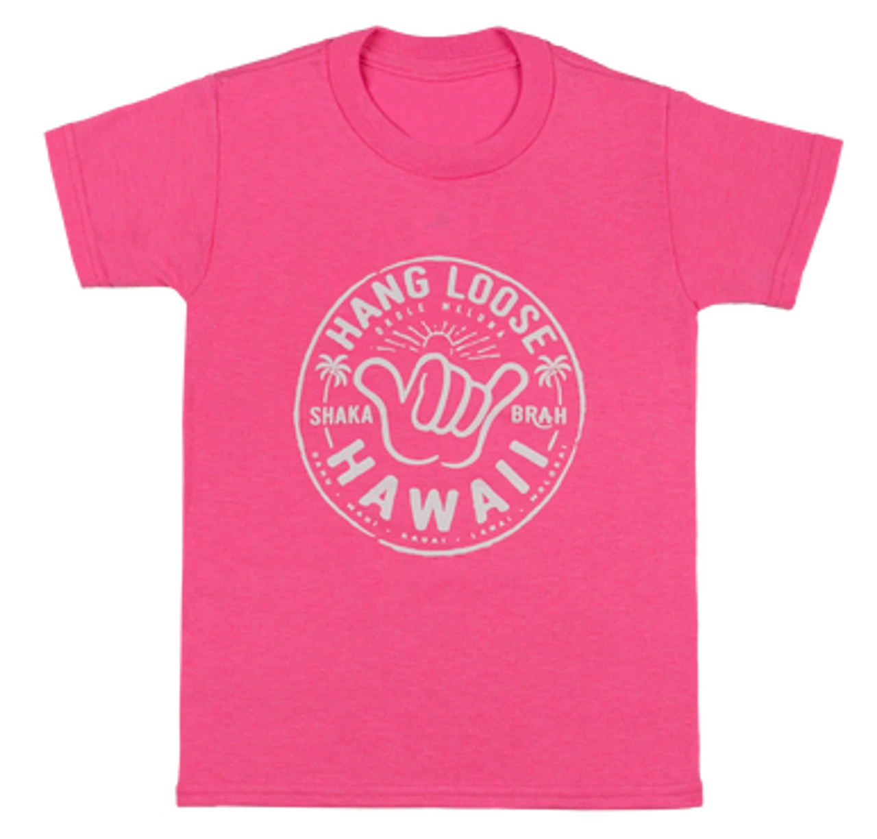 Hawaiian Performance Surfwear® Child's Tee - NEON Shaka Brah: Neon Pink 3 Hawaiian Performance Surfwear® Child's Tee - NEON Shaka Brah: Neon Pink