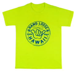 Hawaiian Performance Surfwear® Child's Tee - NEON Shaka Brah: Neon Yellow