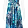 Robin Ruth® Maxi Dress: Blue Palm -Hawaiian Style Shop 68484 RRMaxiDress Halter BluePalm Model Front 96489.1689792095