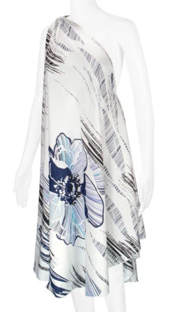 Robin Ruth® Maxi Dress: Hibiscus Canvas -Hawaiian Style Shop 68484 RRMaxiDress Shoulder HibiscusCanvas Model LeftView 31329.1689792824