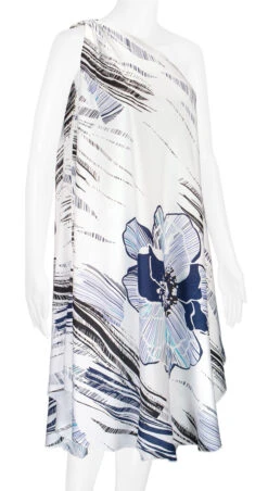 Robin Ruth® Maxi Dress: Hibiscus Canvas -Hawaiian Style Shop 68484 RRMaxiDress Shoulder HibiscusCanvas Model RightView 63148.1689792824