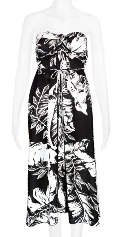 Robin Ruth® Maxi Dress: Monochrome Leaf -Hawaiian Style Shop 68484 RRMaxiDress Tube MonochromeLeaf Model Front 40389.1689793033