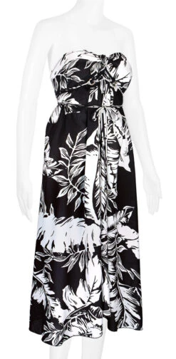 Robin Ruth® Maxi Dress: Monochrome Leaf -Hawaiian Style Shop 68484 RRMaxiDress Tube MonochromeLeaf Model RightView 03383.1689793033