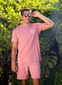 Crew Neck Tee - Sunny Aloha: Dusty Rose