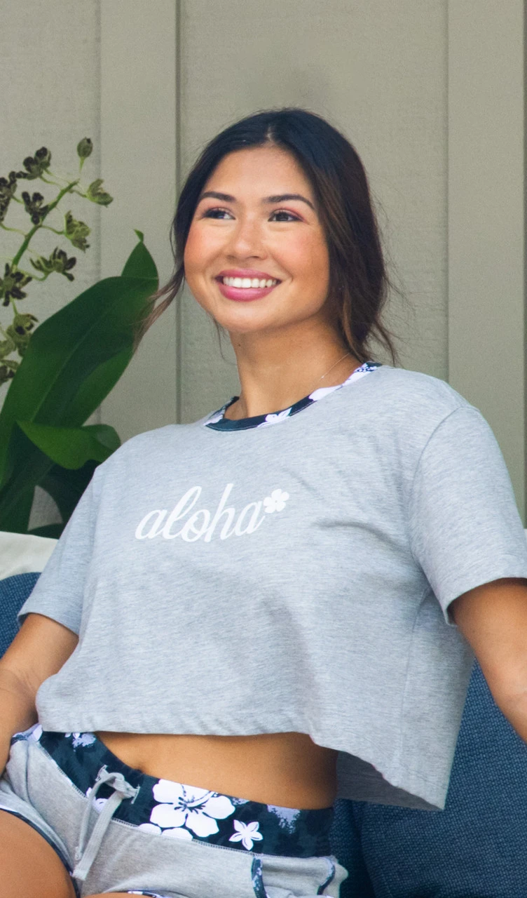 Island Design Collection Crop Tee: Gray 4 Island Design Collection Crop Tee: Gray - Image 2