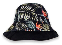 Robin Ruth® Reversible Bucket Hat: Black -Hawaiian Style Shop 70117 RRCap BirdsofParadise Reverse 42486.1697244831