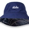 Robin Ruth® Reversible Bucket Hat: Navy -Hawaiian Style Shop 70117 RRCap TaroLeaves 31619.1697244825