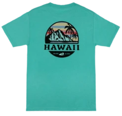 Hawaiian Performance Surfwear® - Tropical Sunset: Mint -Hawaiian Style Shop 77942 AdultTeeHPSTropicalSunset MintGreen Back 34709 82193.1700004681