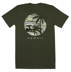 Vintage Dyed Tee - Wave: Olive Heather -Hawaiian Style Shop 80811 VintageTee Wave Back OliveHeather 52485.1663902525