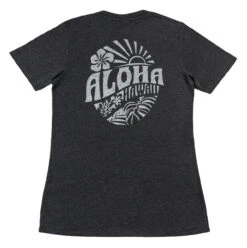 Island Girl® Surf Tee - Sunny Aloha: Charcoal Heather -Hawaiian Style Shop 80836 BabyTeeIG SunnyAloha Back CharcoalHeather 32252.1704856349