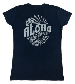 Island Girl® Surf Tee - Sunny Aloha: Navy -Hawaiian Style Shop 80836 BabyTeeIG SunnyAloha Back Navy 80149.1704857157