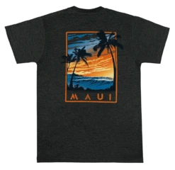 Crew Neck Tee - MAUI Seaside: Charcoal Heather -Hawaiian Style Shop 84913M CrewNeckTee MAUISeaside CharcoalHeather Back 75750.1663888218