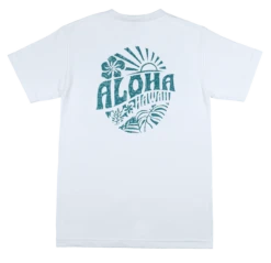 Crew Neck Tee - Sunny Aloha: White -Hawaiian Style Shop 85288 CrewNeckTee SunnyAloha White Back 67898.1663888678