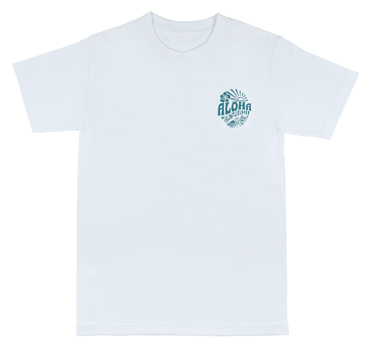 Crew Neck Tee - MAUI Sunny Aloha: White 3 Crew Neck Tee - MAUI Sunny Aloha: White