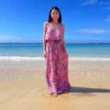 Napua Collection Ruffle Maxi Dress - Monstera Palm: Pink 1 Napua Collection Ruffle Maxi Dress - Monstera Palm: Pink -Hawaiian Style Shop D4Front 67773.1707876103