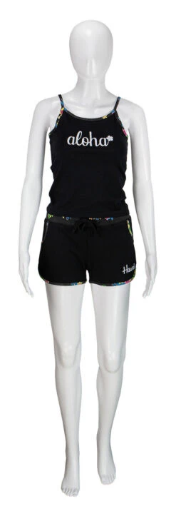 Island Design Collection Strap Tee: Black -Hawaiian Style Shop IDC StrapTeeShortsCombo Black 34792.1677707696.1280.1280 10486.1707852067