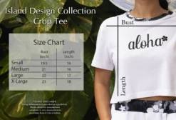 Island Design Collection Crop Tee: White 9 Island Design Collection Crop Tee: White -Hawaiian Style Shop IDC CropTop Size Chart 63731.1707852626