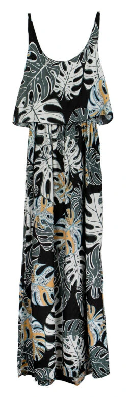 Napua Collection Ruffle Maxi Dress - Abstract Monstera: Black -Hawaiian Style Shop IMG 3585 22268.1707875975