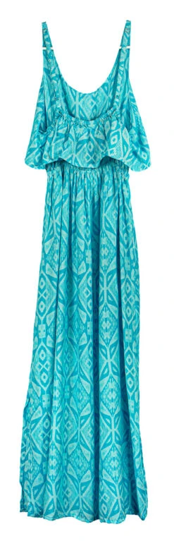 Napua Collection Ruffle Maxi Dress - Batik: Turquoise -Hawaiian Style Shop IMG 3596 12313.1707876024