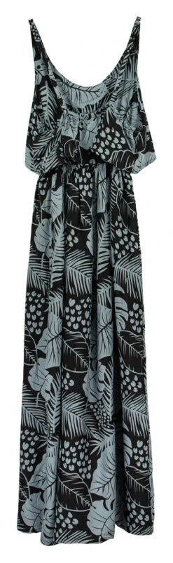 Napua Collection Ruffle Maxi Dress - Monstera Palm: Black -Hawaiian Style Shop IMG 3601 04234.1707876062