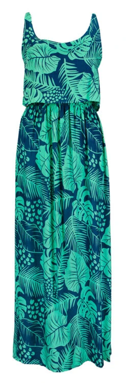 Napua Collection Ruffle Maxi Dress - Monstera Palm: Blue -Hawaiian Style Shop IMG 3628 82633.1701903174
