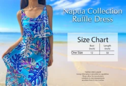 Napua Collection Ruffle Maxi Dress - Monstera Palm: Pink -Hawaiian Style Shop Napua Collection Ruffle Dress Size Chart 31686.1707876104