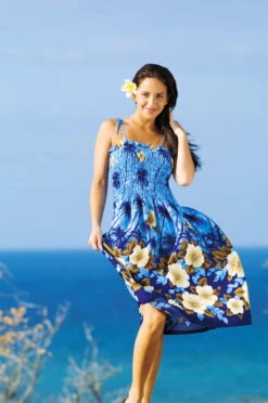 Ladies Elastic Tube Dress - Plumerias: Turquoise -Hawaiian Style Shop TubeDress 10871.1593569467.1280.1280 11794.1707875434