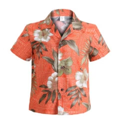 Aloha Shirt - Brick Floral -Hawaiian Style Shop brick floral 70997.1700004123
